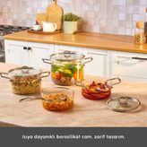Karaca Amore 7 Parça Borosilikat قابلمه شیشه ای کاراجا